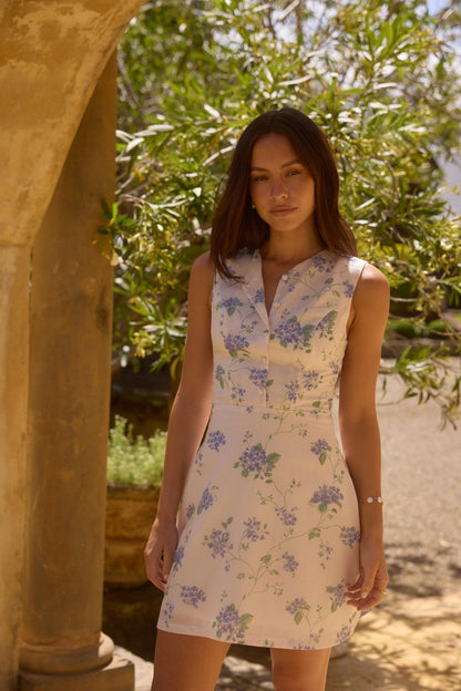 Tessa Floral Mini Dress in Periwinkle