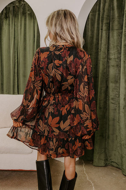 Valentina Floral Mini Dress in Red