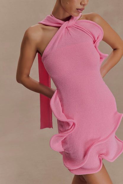 Caprice Halter Knit Mini Dress