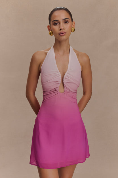 Malakhai Chiffon Halter Mini Dress