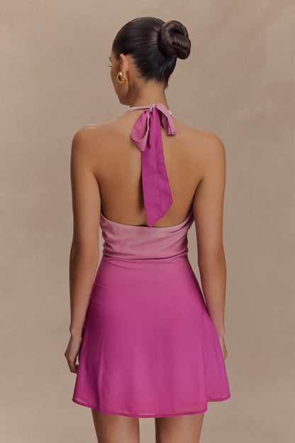 Malakhai Chiffon Halter Mini Dress