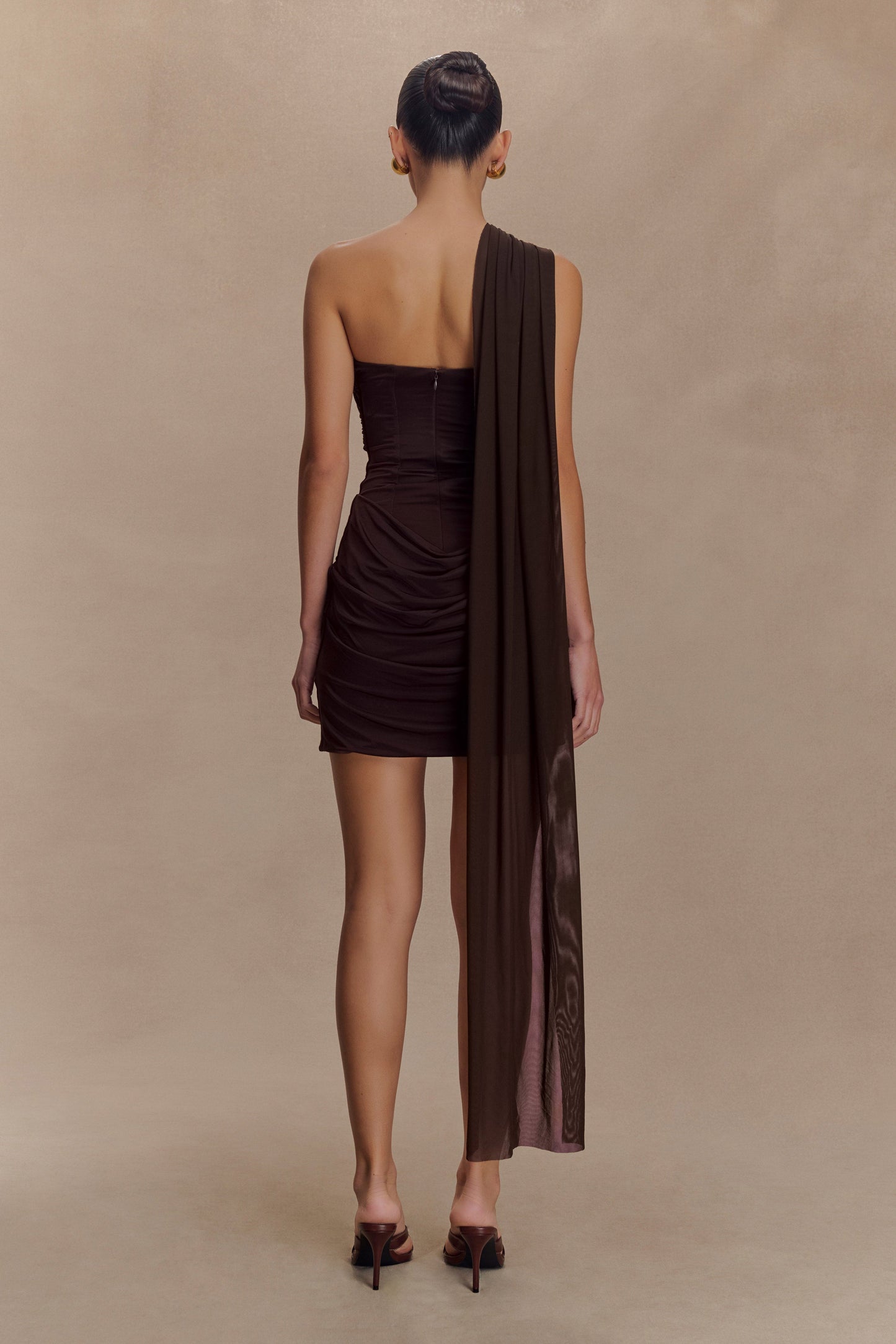 Mattea Slinky Mesh Mini Dress with Scarf