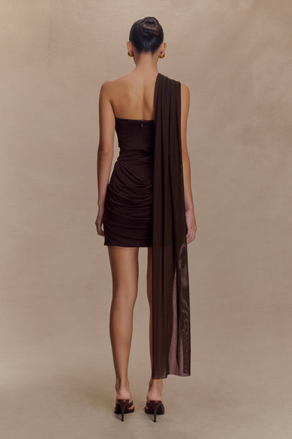 Mattea Slinky Mesh Mini Dress with Scarf