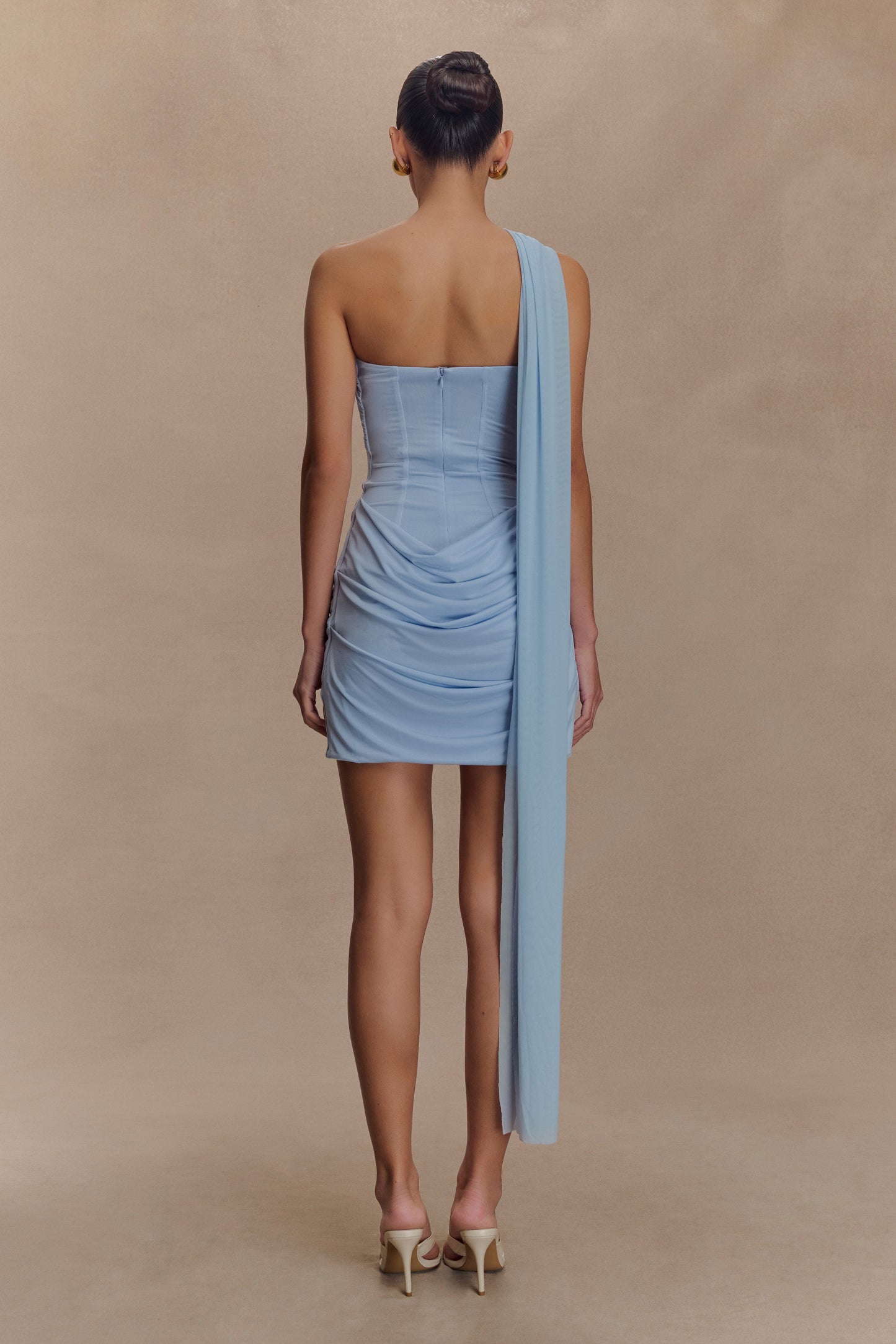 Mattea Slinky Mesh Mini Dress with Scarf