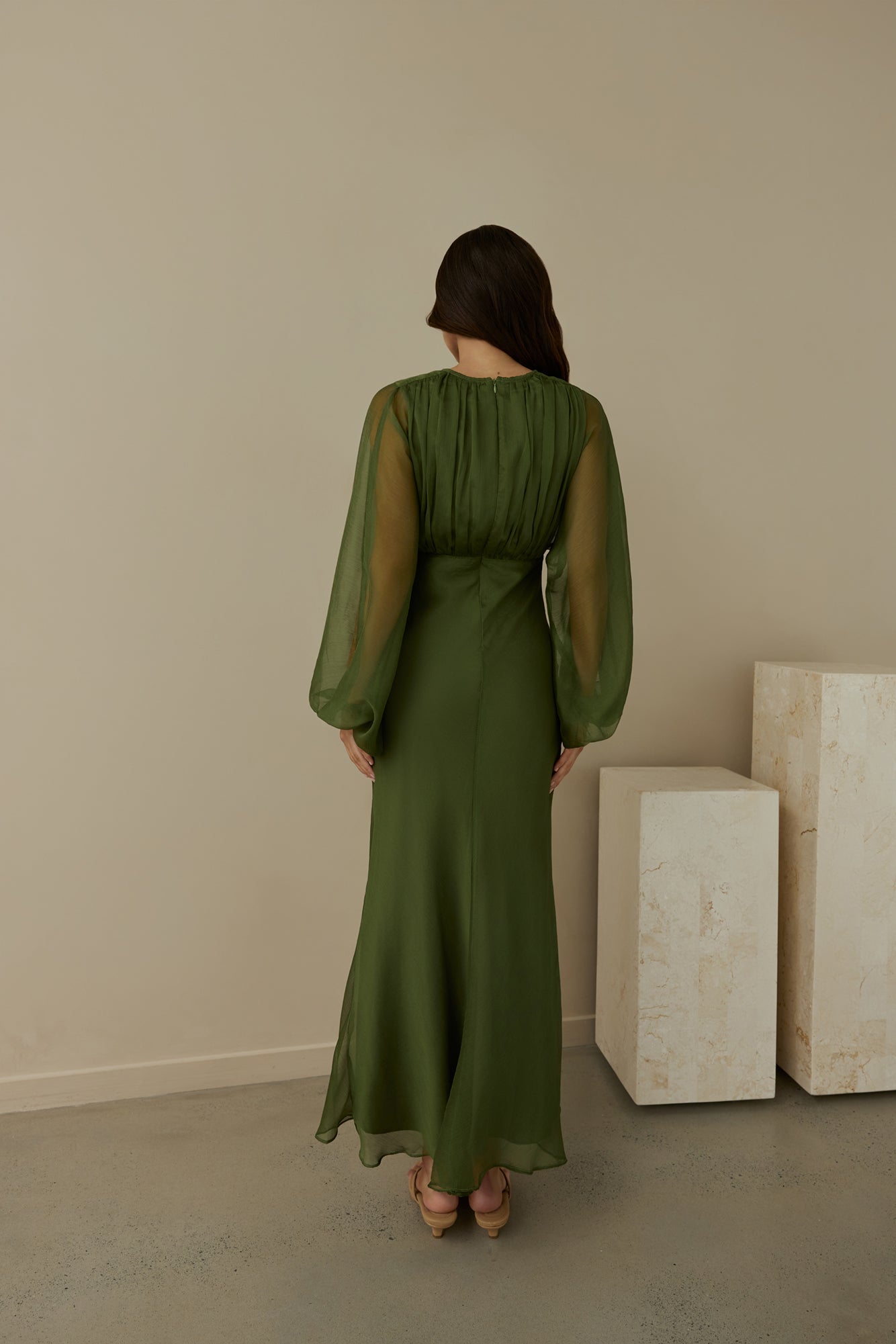 Nostalgia Long Sleeve Maxi Dress in Sage