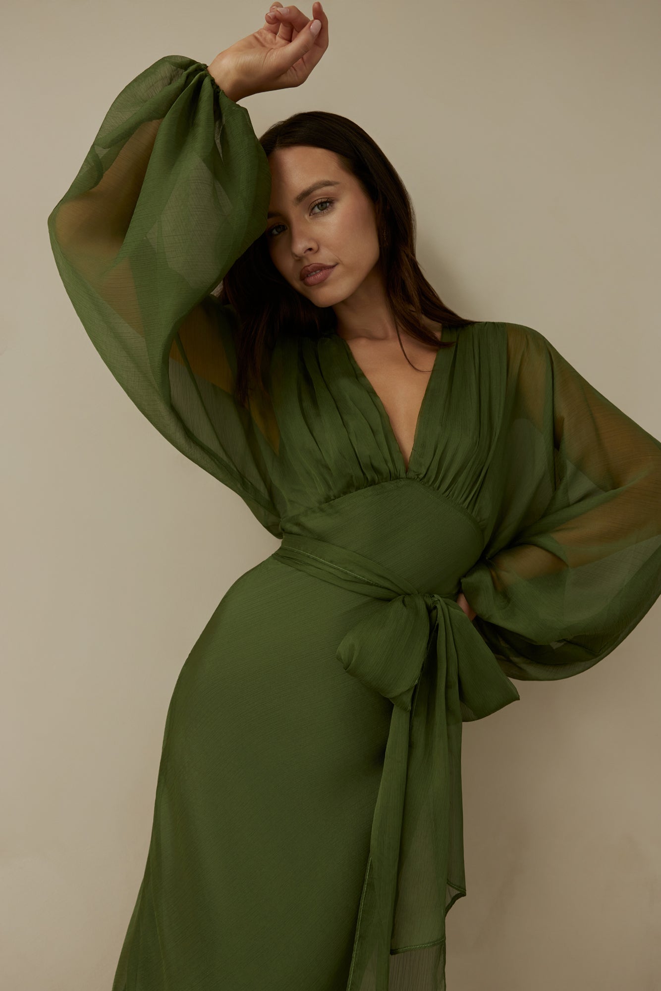Nostalgia Long Sleeve Maxi Dress in Sage
