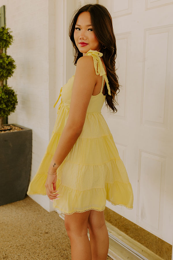 Evangeline Tiered Mini Dress in Sunny Yellow