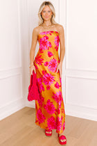 Valentina Satin Floral Maxi Dress