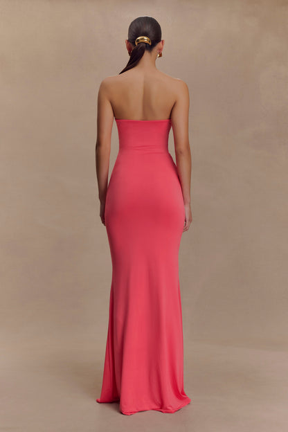 Madison Slinky Strapless Maxi Dress in Chocolate
