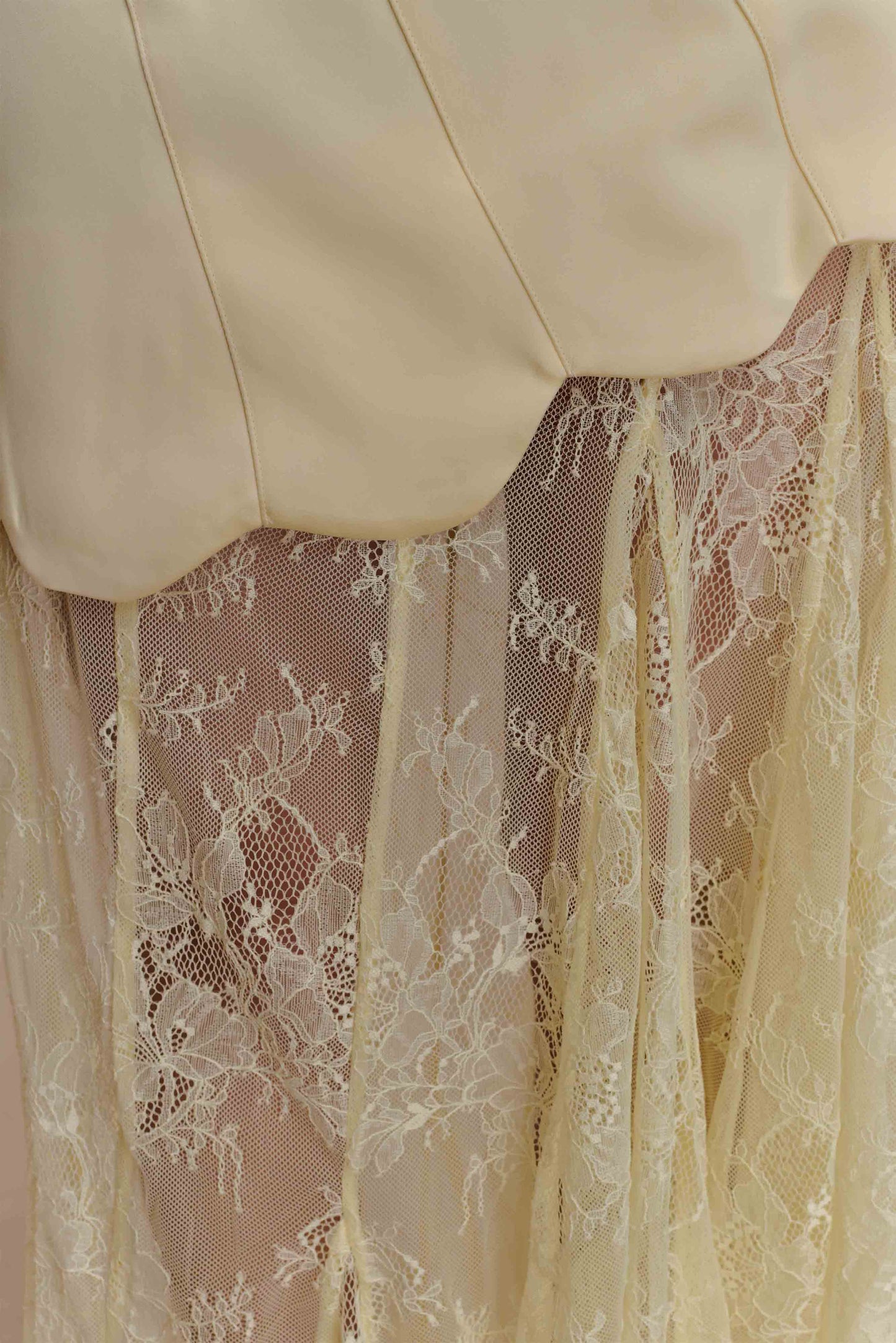 Aleena Satin & Lace Maxi Dress in Lemon