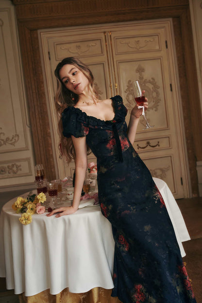 Catherine Jacquard Satin Maxi Dress