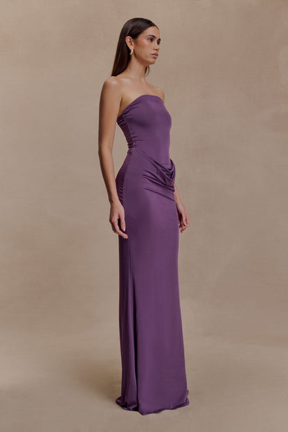 Madison Slinky Strapless Maxi Dress in Chocolate