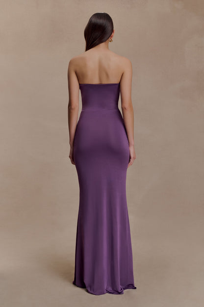Madison Slinky Strapless Maxi Dress in Chocolate