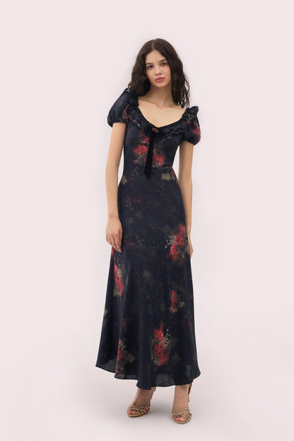 Catherine Jacquard Satin Maxi Dress