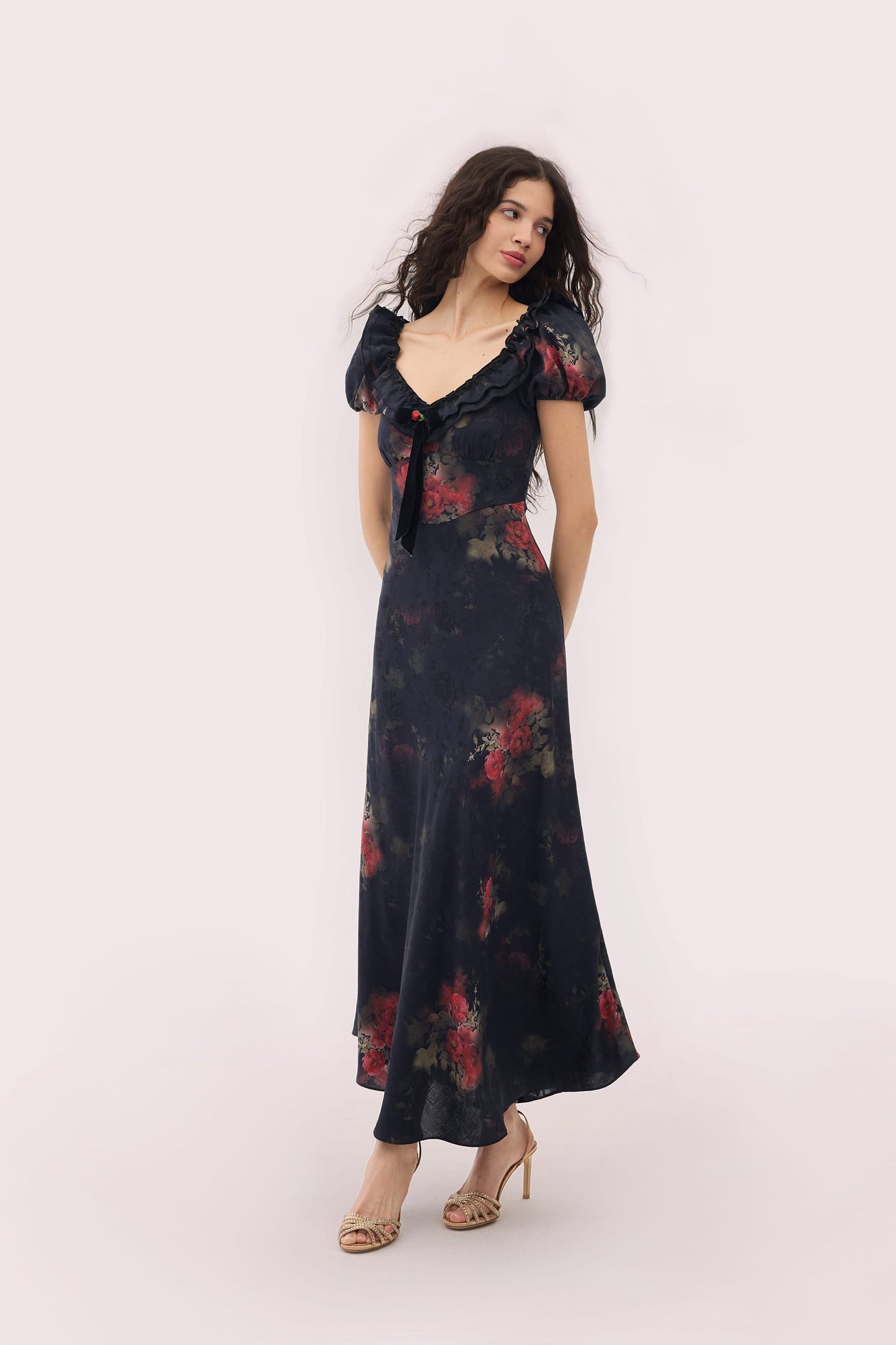 Catherine Jacquard Satin Maxi Dress