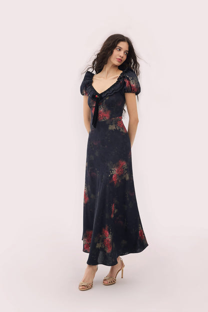 Catherine Jacquard Satin Maxi Dress