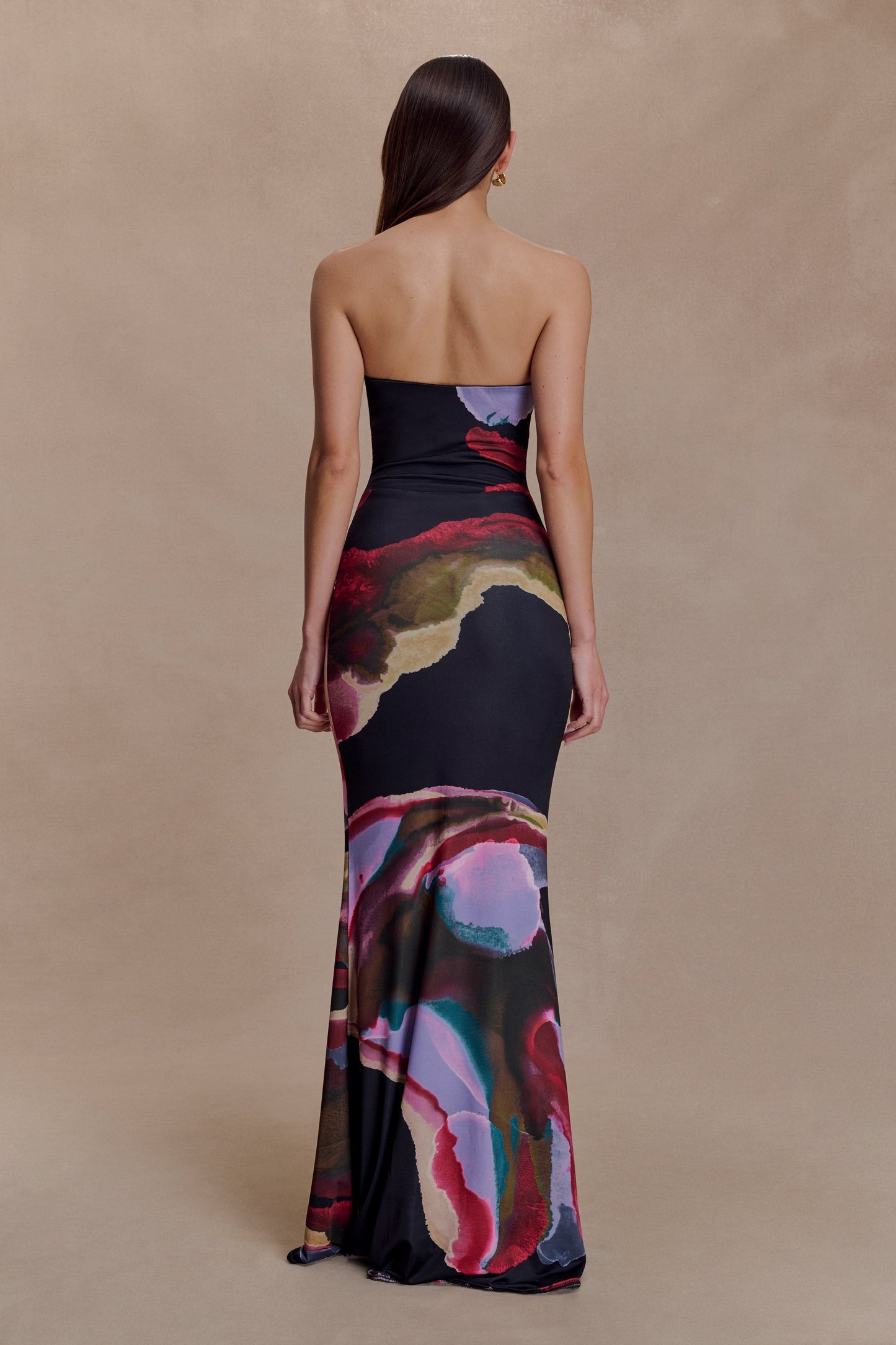 Madison Slinky Strapless Maxi Dress in Chocolate