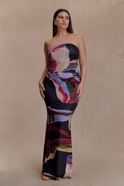 Madison Slinky Strapless Maxi Dress in Chocolate