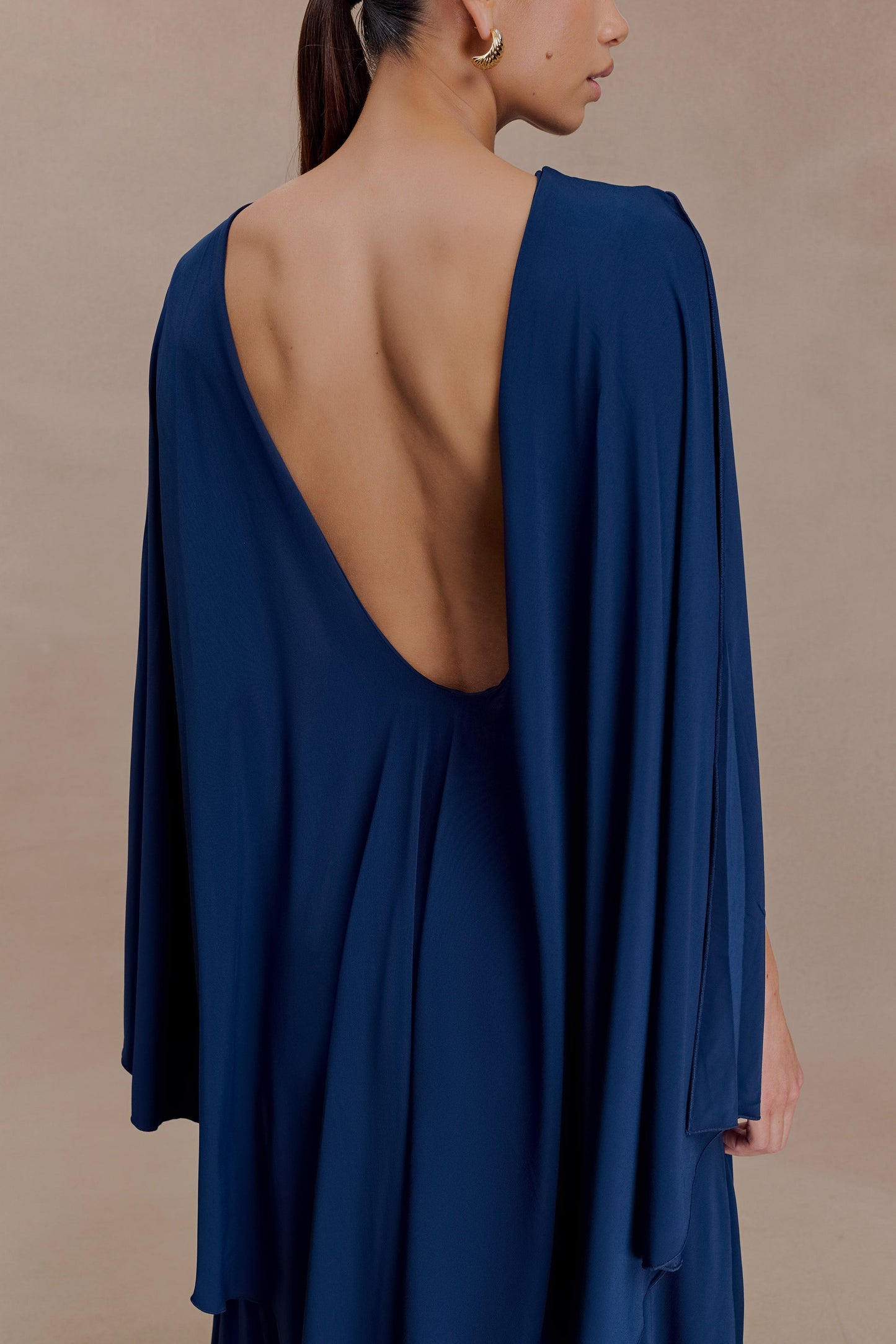 Emory Jersey Cape Maxi Dress in Navy
