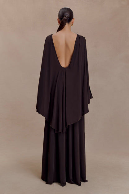Emory Jersey Cape Maxi Dress in Navy