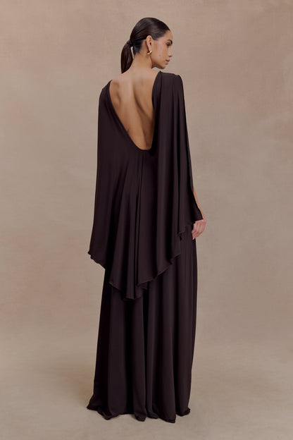 Emory Jersey Cape Maxi Dress in Navy