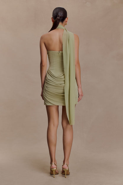 Mattea Slinky Mesh Mini Dress with Scarf