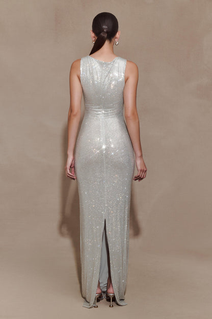 Magnolia Diamante Sleeveless Maxi Dress in Chocolate