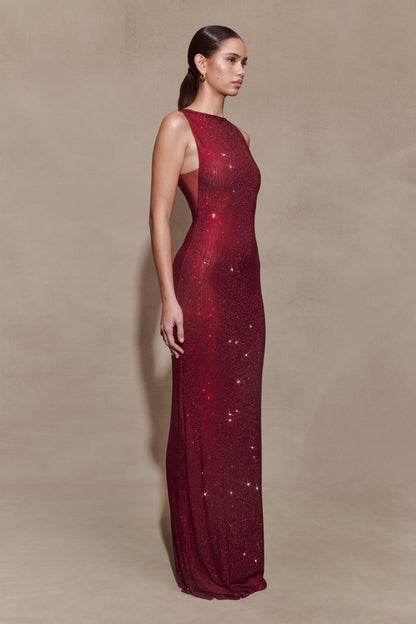 Magnolia Diamante Sleeveless Maxi Dress in Chocolate