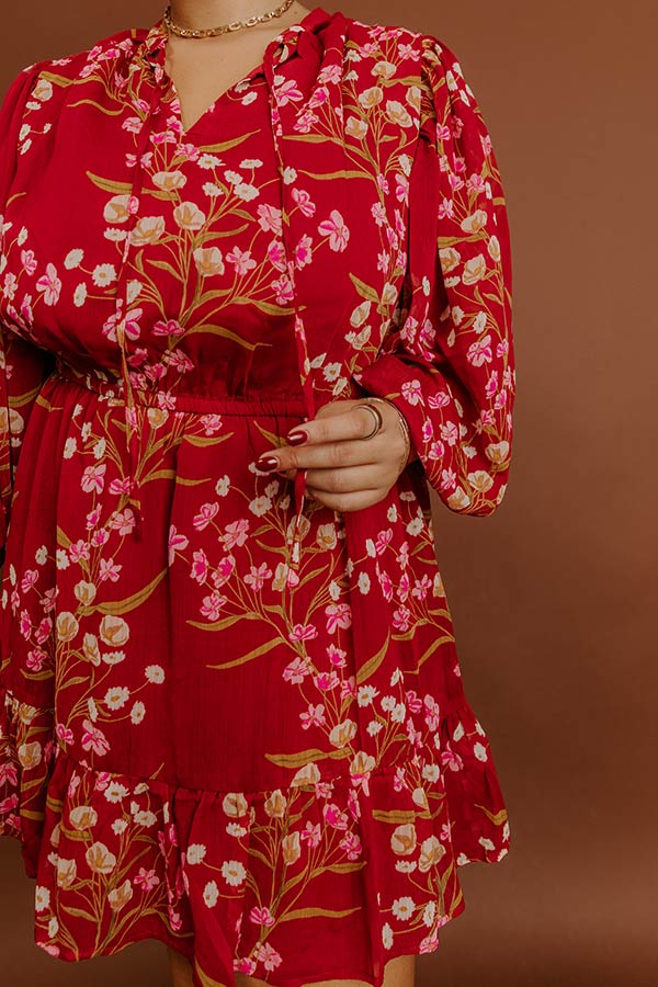 Valentina Floral Mini Dress in Red