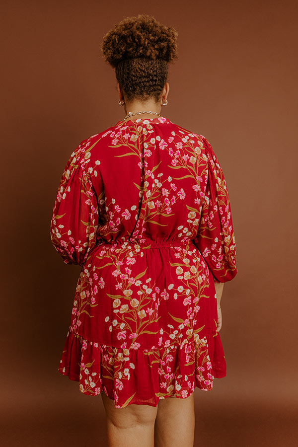 Valentina Floral Mini Dress in Red
