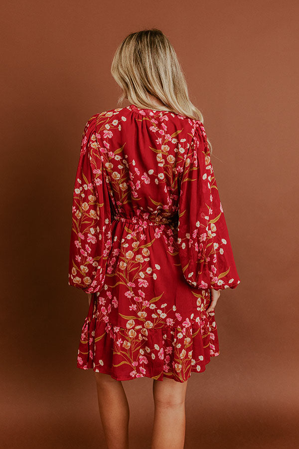 Valentina Floral Mini Dress in Red