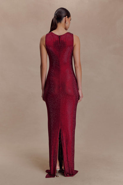 Magnolia Diamante Sleeveless Maxi Dress in Chocolate