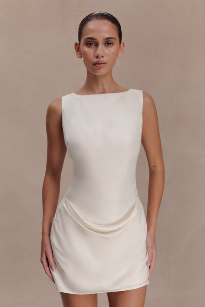Bexley Draped Mini Dress in Dark Chocolate
