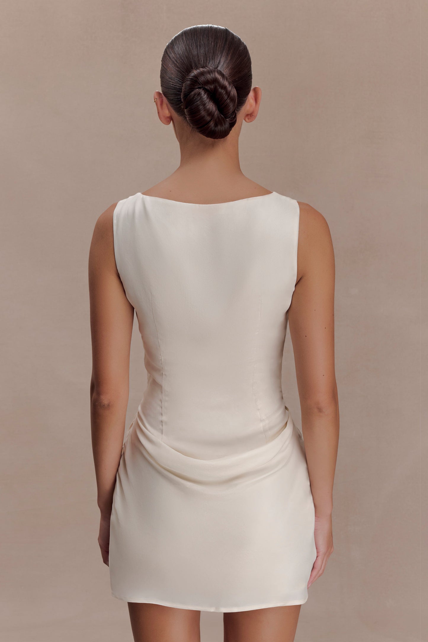 Bexley Draped Mini Dress in Dark Chocolate
