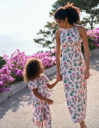 Silvia Boned Bodice Maxi Dress in Green Opulent Blossom