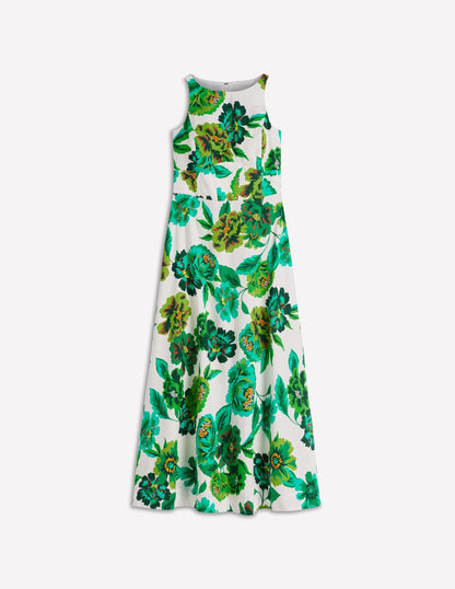 Silvia Boned Bodice Maxi Dress in Green Opulent Blossom