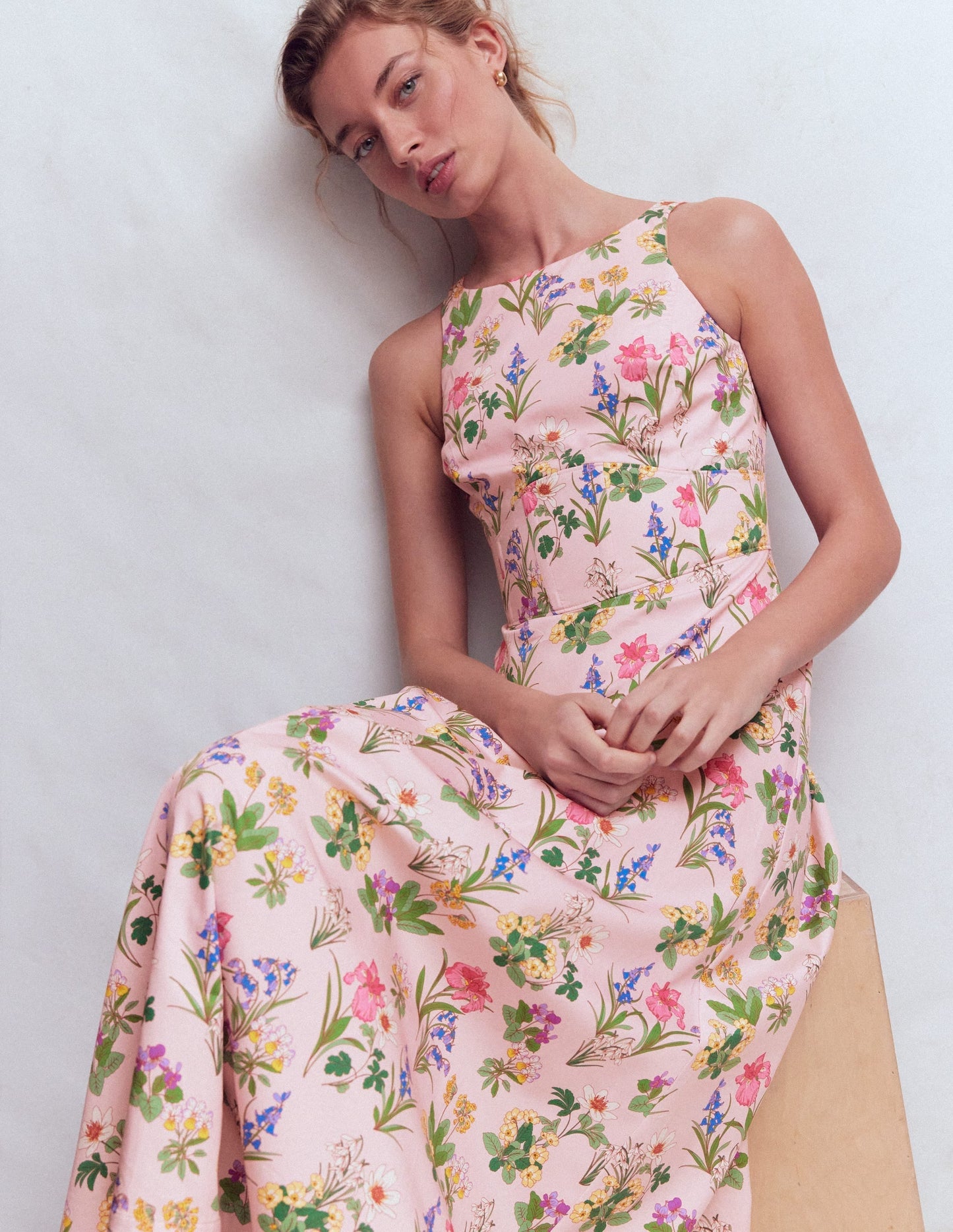 Silvia Boned Bodice Maxi Dress in Green Opulent Blossom