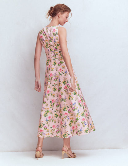 Silvia Boned Bodice Maxi Dress in Green Opulent Blossom