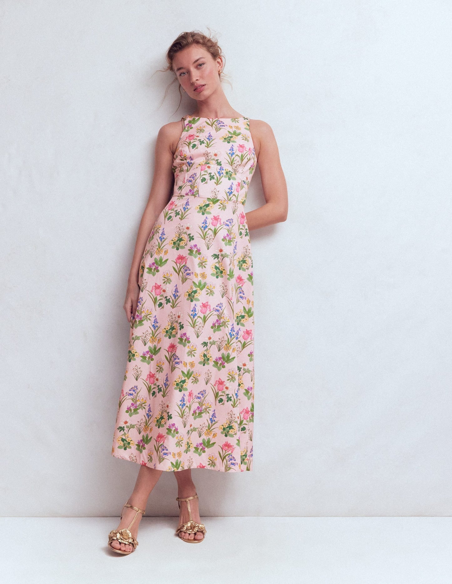 Silvia Boned Bodice Maxi Dress in Green Opulent Blossom