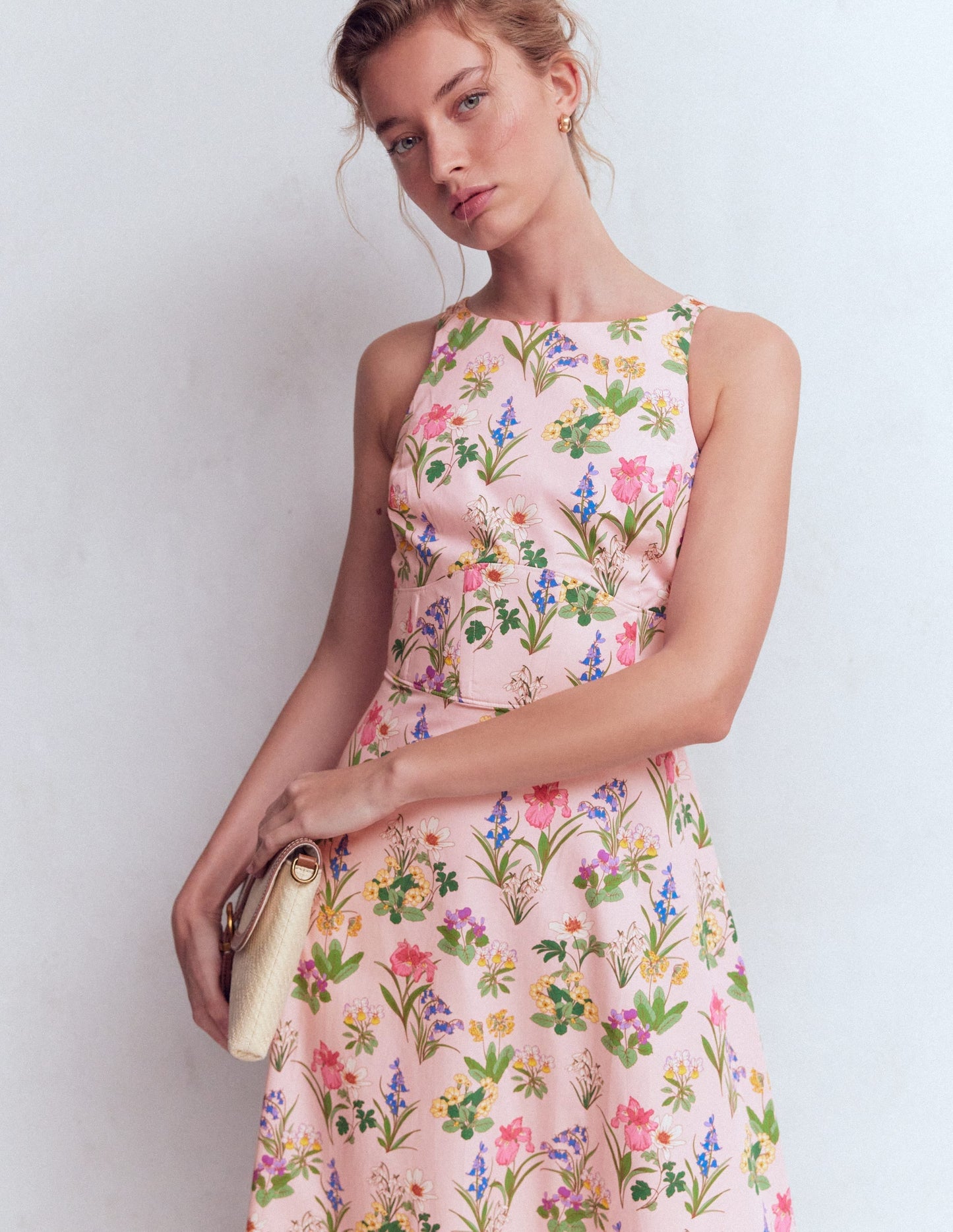 Silvia Boned Bodice Maxi Dress in Green Opulent Blossom