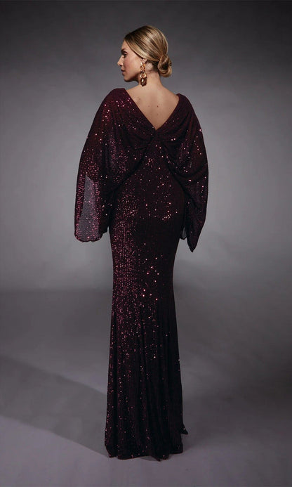 Alyce Navy Silk Formal Gown