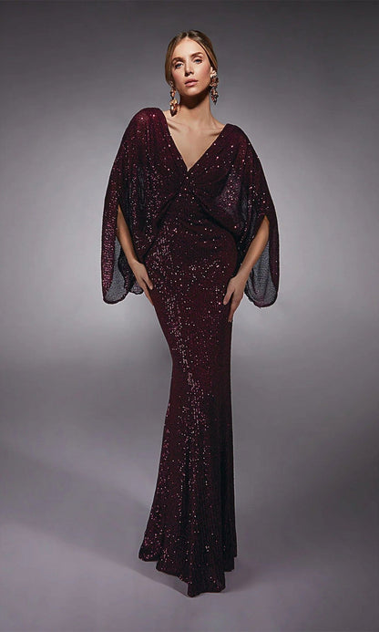Alyce Navy Silk Formal Gown