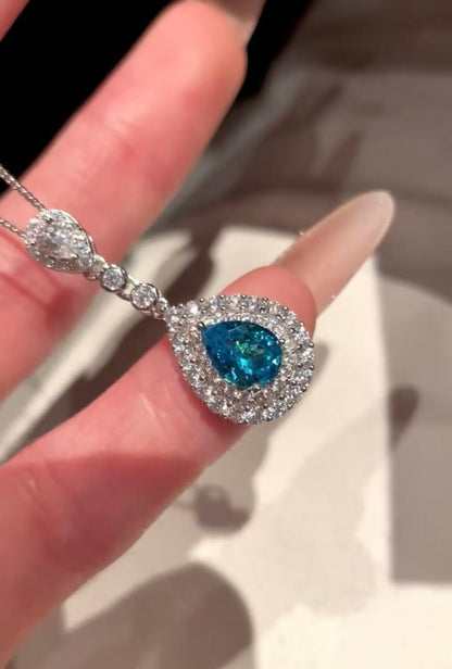 4.6ct Drop-Shaped Aquamarine Diamond Necklace