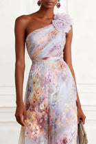 Verne Chiffon Floral One-Shoulder Maxi Dress