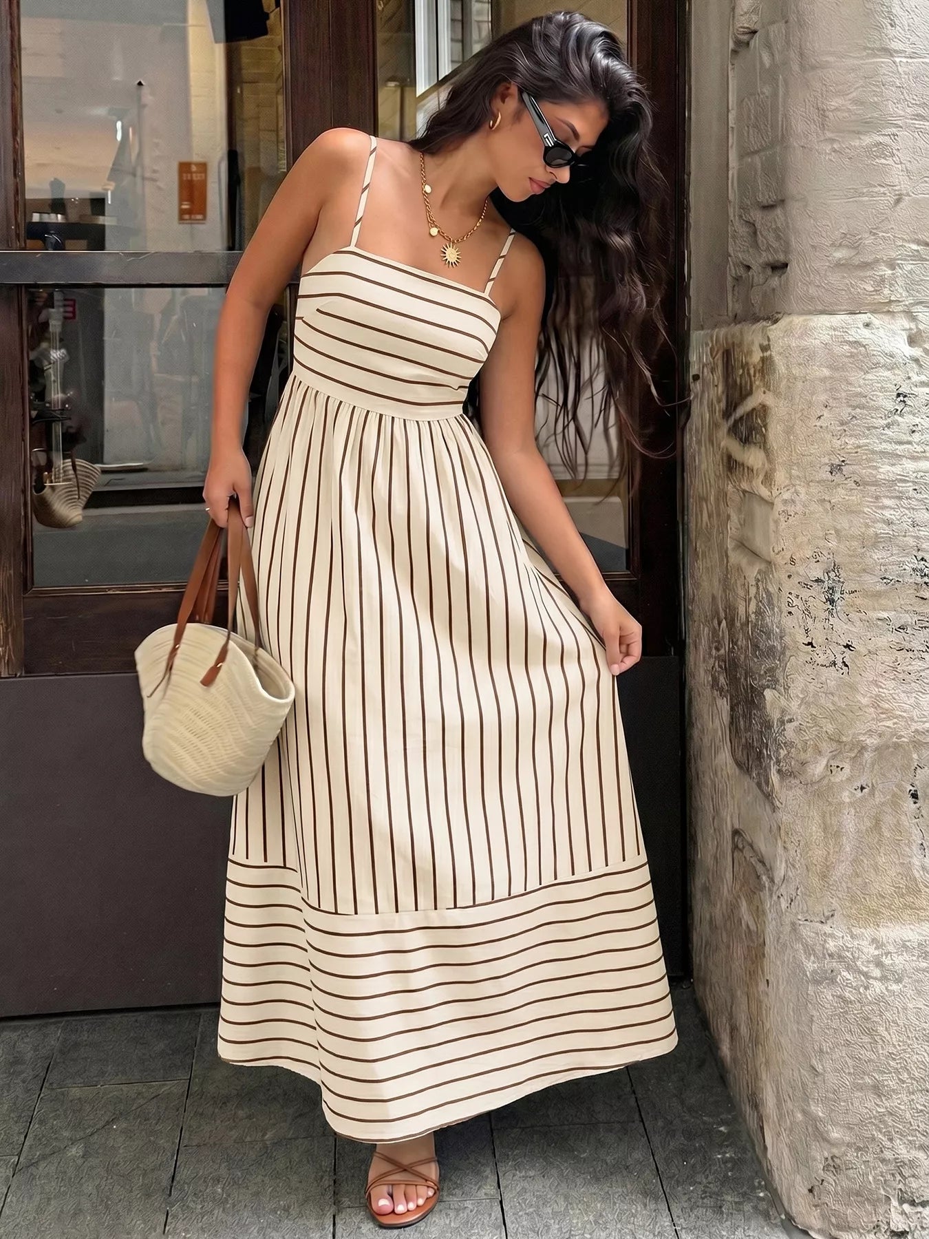 Celeste Striped Linen Maxi Dress