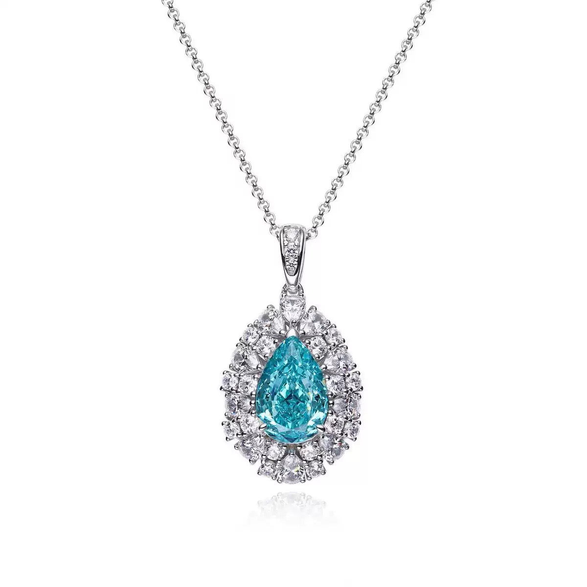 6.2ct Drop Shaped Paraiba-Inspired Necklace