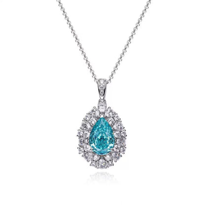 6.2ct Drop Shaped Paraiba-Inspired Necklace