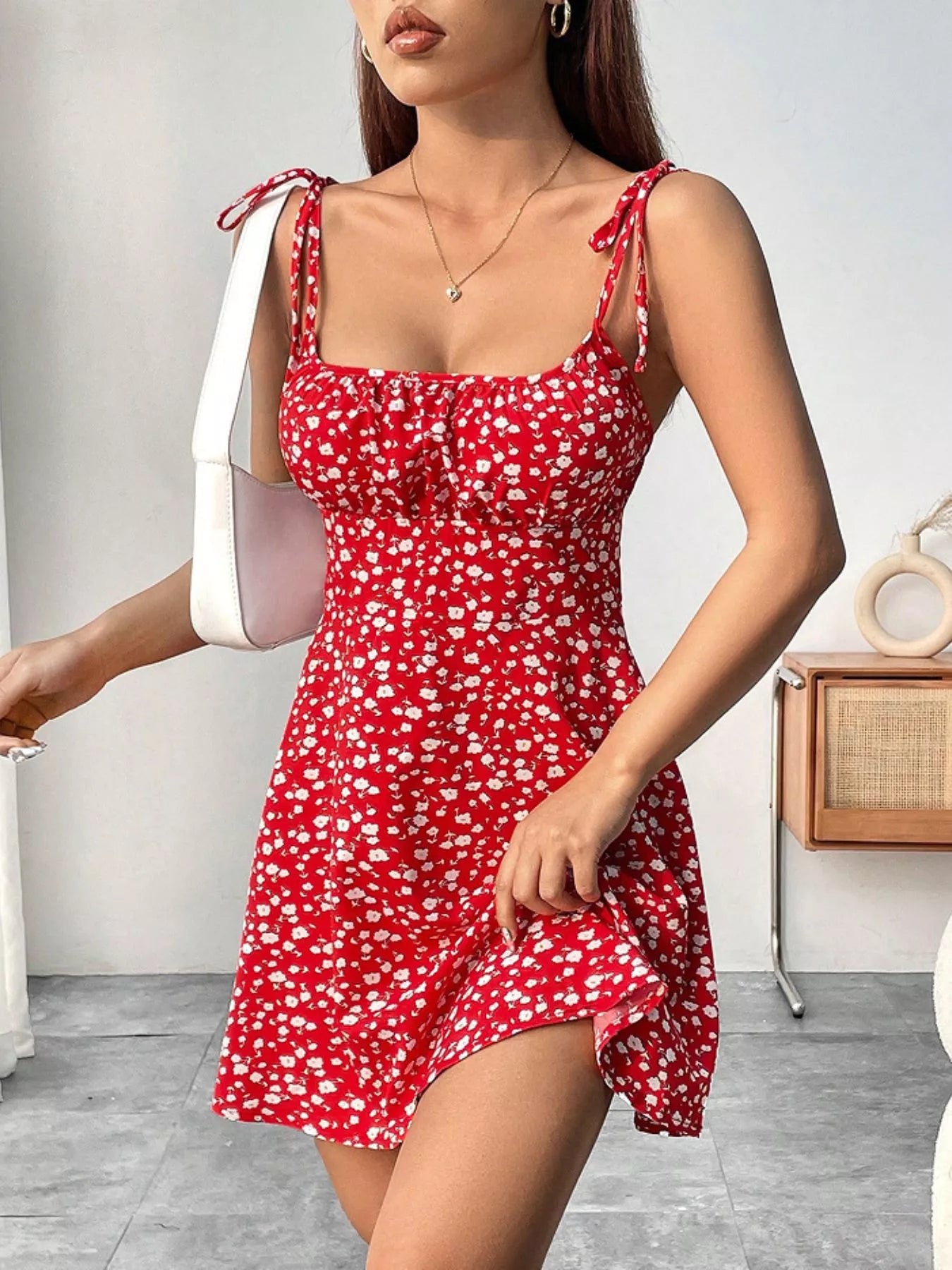 Margot Floral Tie-Strap Mini Dress