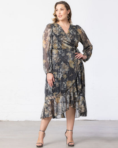Celestine Metallic High-Low Cocktail Dress