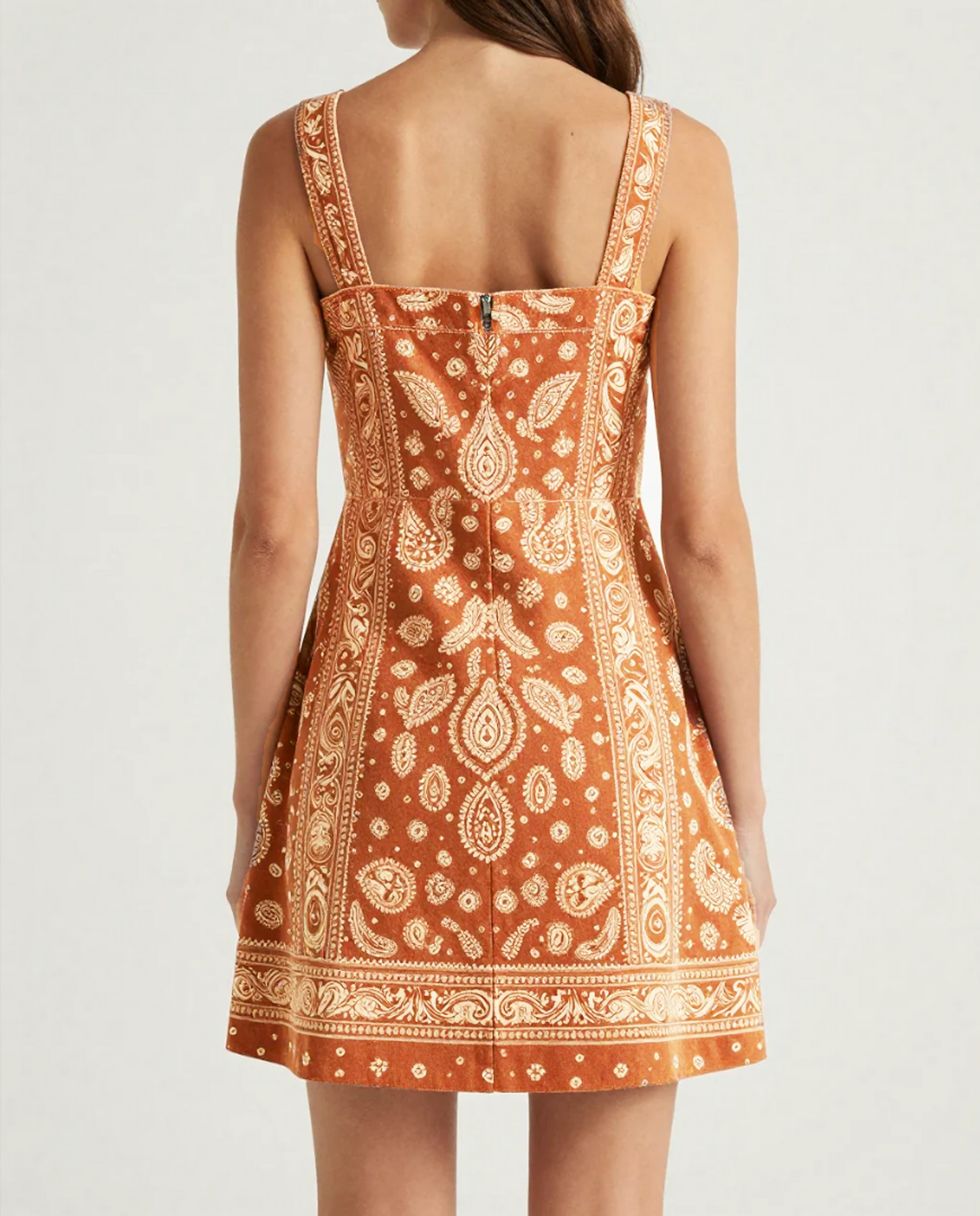 Valentina Structured Mini Dress in Rust Earth